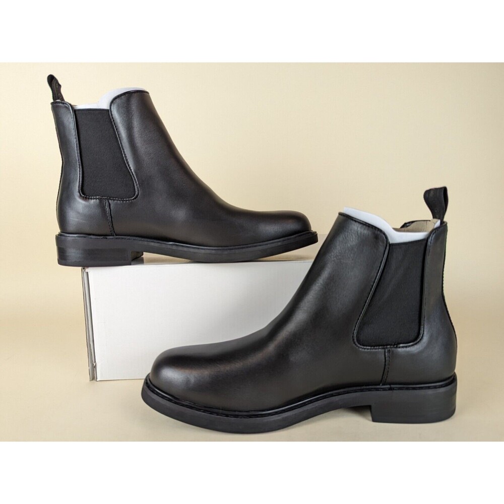 Calvin Klein Fenwick Chelsea Boots Mens 7 Black Leather Pull On Shoes NWB